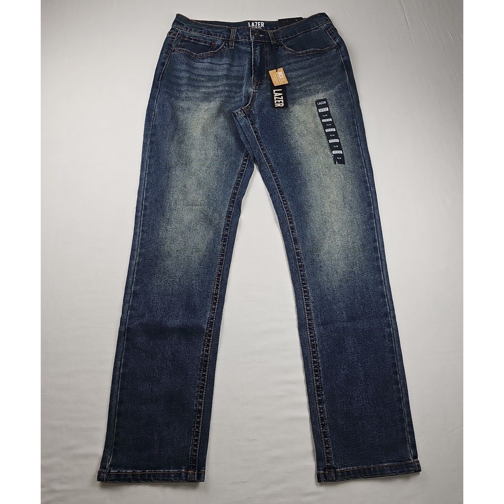 Lazer Men's Slim-Fit Stretch Jeans Dark Blue Denim Size 32 X 32